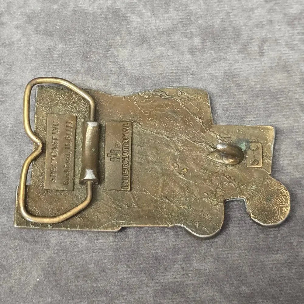 International Harvester Tractor Number One 1 Bronze Pot Cast Metal Belt Buckle